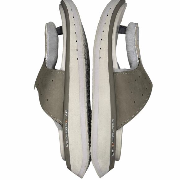 Deckers X Lab Gldtr Slide Sandal Men 10 Gray Beige Flip Flops Recovery Comfort - Picture 6 of 13